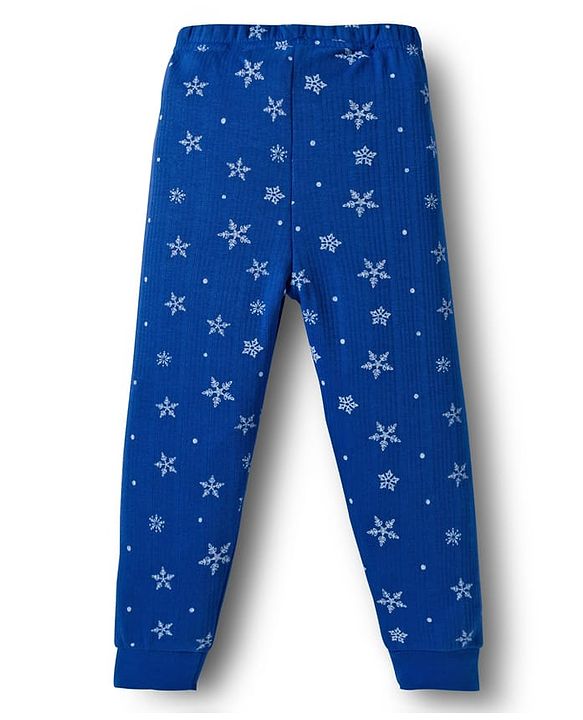 Babyhug Knit Full Sleeves Thermal Inner Wear Set With Star Print - Blue
