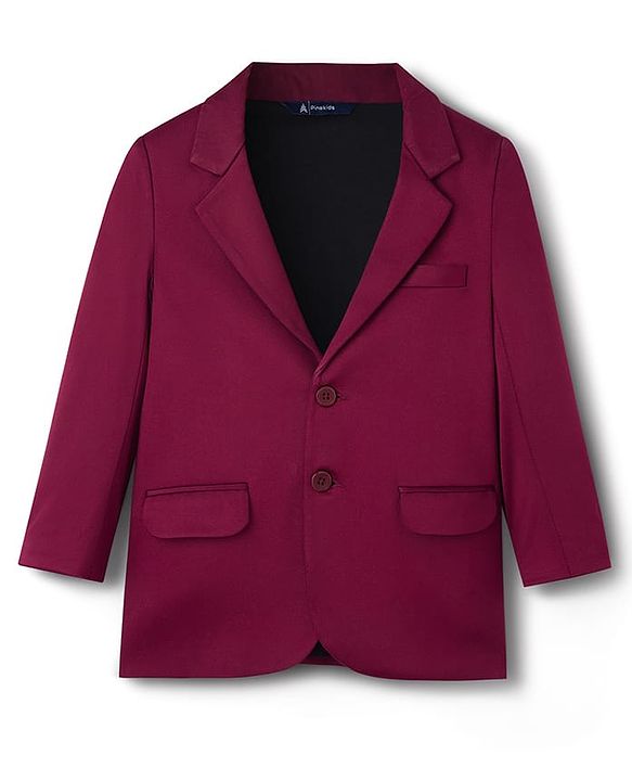 Pine Kids Knit Full Sleeves Solid Blazer - Wine