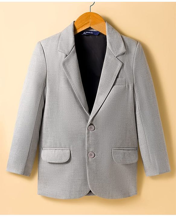 Pine Kids Full Sleeves Solid Color Party Blazer -Grey