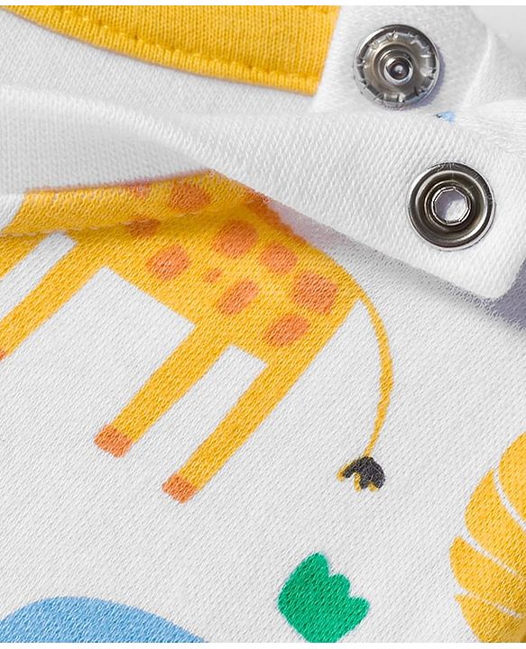 Babyhug 100% Cotton Knit Full Sleeves Striped T-Shirts with Jungle Theme Print Pack of 2 - Multicolor