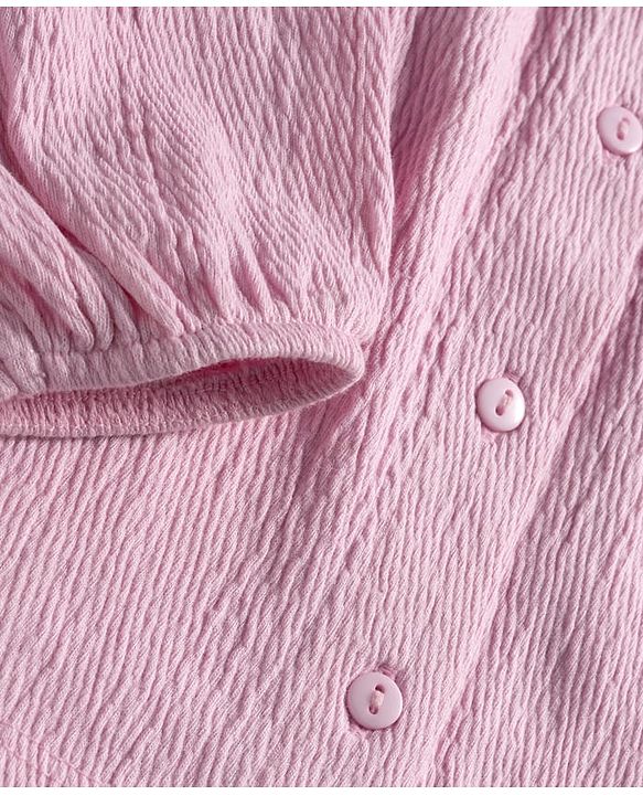 Babyhug Cotton Lycra Knit Full Sleeves Top with Floral Embroidery - Pink