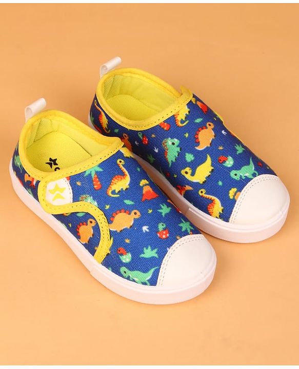 Cute Walk by Babyhug Velcro Closure Casual Shoes with Dino Print - Blue