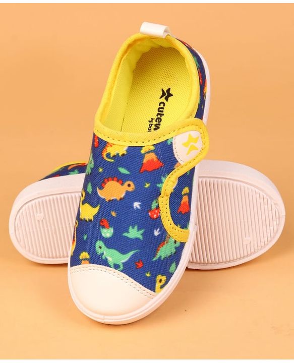 Cute Walk by Babyhug Velcro Closure Casual Shoes with Dino Print - Blue