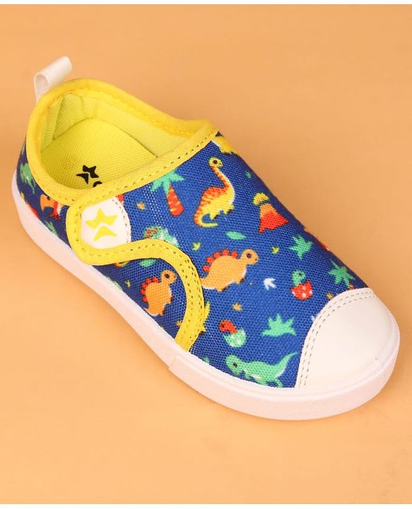 Cute Walk by Babyhug Velcro Closure Casual Shoes with Dino Print - Blue