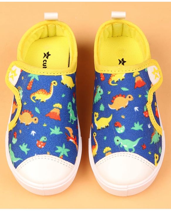 Cute Walk by Babyhug Velcro Closure Casual Shoes with Dino Print - Blue