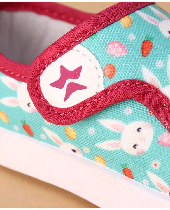 Cute Walk by Babyhug Velcro Closure Casual Shoes with Bunny Print - Mint