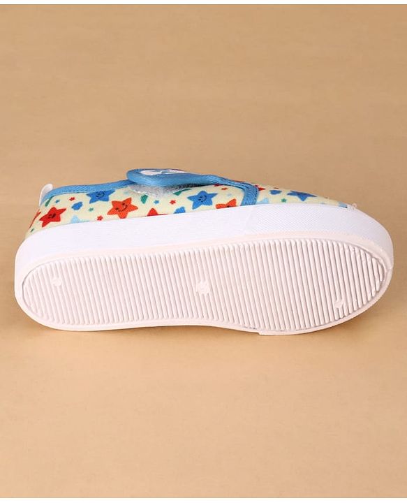 Cute Walk by Babyhug Velcro Closure Casual Shoes with Star Print - Light Yellow