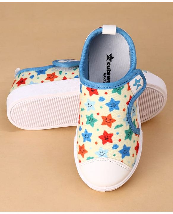 Cute Walk by Babyhug Velcro Closure Casual Shoes with Star Print - Light Yellow