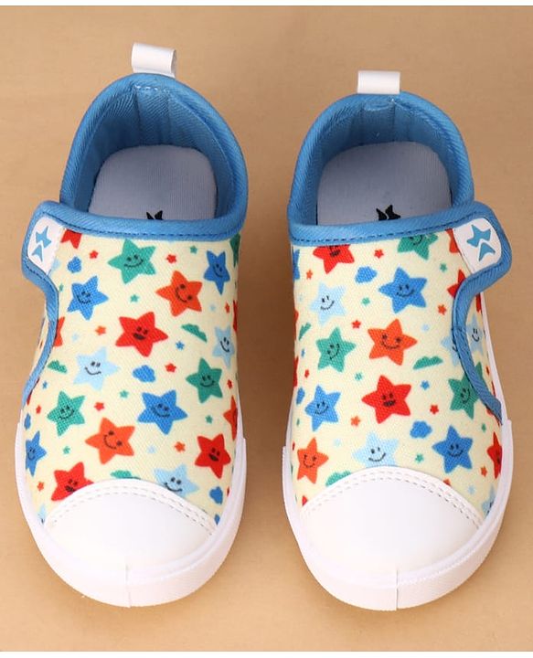 Cute Walk by Babyhug Velcro Closure Casual Shoes with Star Print - Light Yellow