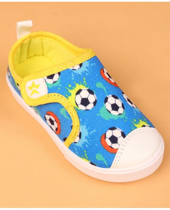 Cute Walk by Babyhug Velcro Closure Casual Shoes with Ball Print - Blue