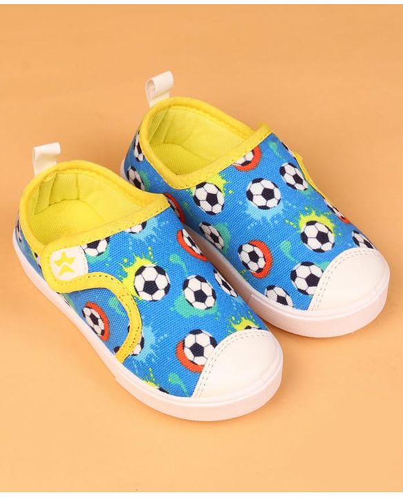 Cute Walk by Babyhug Velcro Closure Casual Shoes with Ball Print - Blue