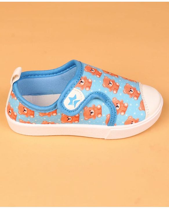 Cute Walk by Babyhug Velcro Closure Casual Shoes with Bear Print - Blue