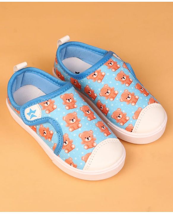 Cute Walk by Babyhug Velcro Closure Casual Shoes with Bear Print - Blue