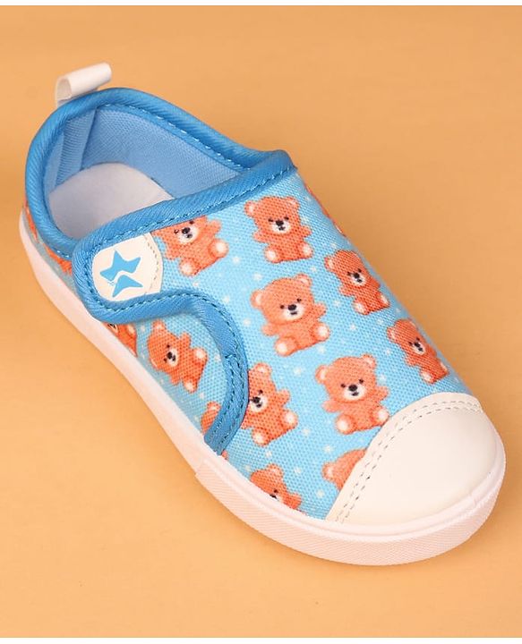 Cute Walk by Babyhug Velcro Closure Casual Shoes with Bear Print - Blue