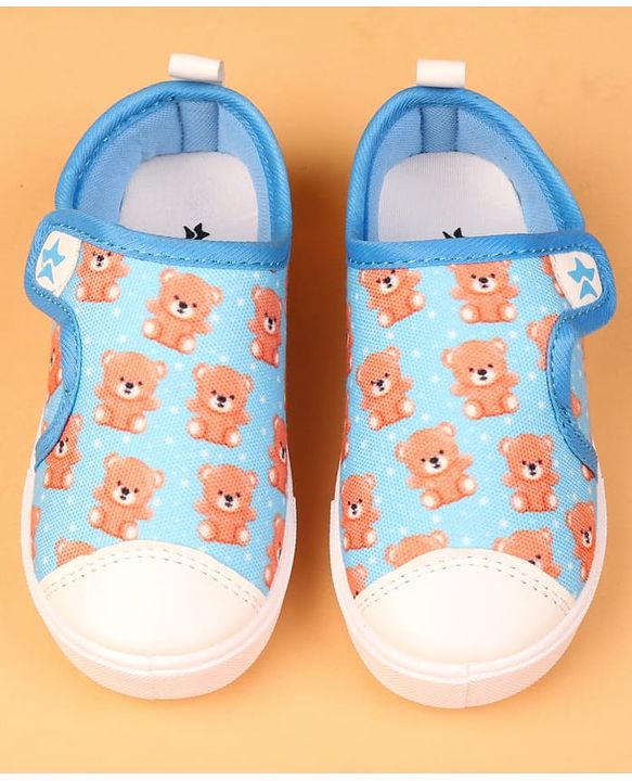 Cute Walk by Babyhug Velcro Closure Casual Shoes with Bear Print - Blue