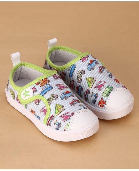 Cute Walk by Babyhug Velcro Closure Casual Shoes with Vehicle Print - Multicolor