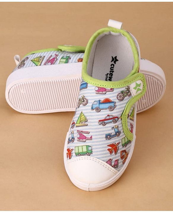 Cute Walk by Babyhug Velcro Closure Casual Shoes with Vehicle Print - Multicolor