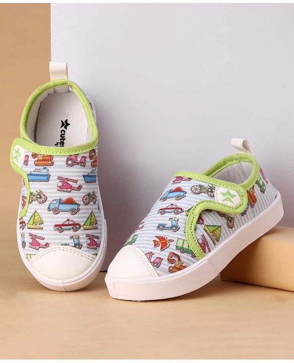 Cute Walk by Babyhug Velcro Closure Casual Shoes with Vehicle Print - Multicolor