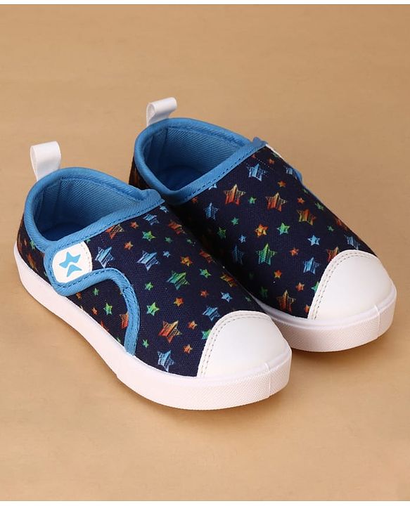 Cute Walk by Babyhug Velcro Closure Casual Shoes with Star Print - Navy Blue