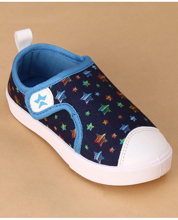 Cute Walk by Babyhug Velcro Closure Casual Shoes with Star Print - Navy Blue