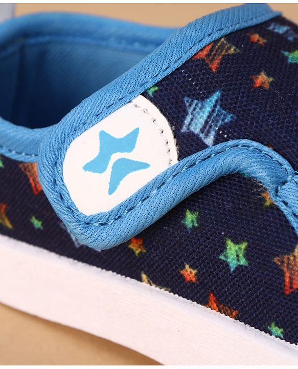 Cute Walk by Babyhug Velcro Closure Casual Shoes with Star Print - Navy Blue