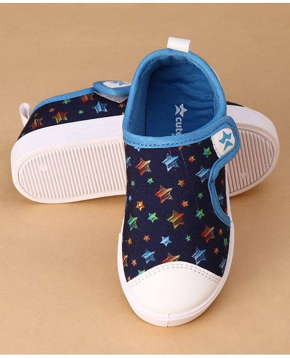 Cute Walk by Babyhug Velcro Closure Casual Shoes with Star Print - Navy Blue