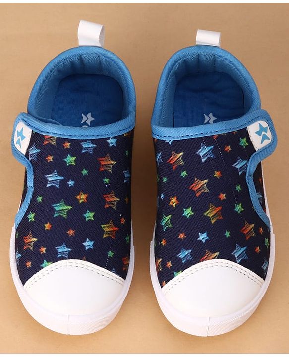 Cute Walk by Babyhug Velcro Closure Casual Shoes with Star Print - Navy Blue