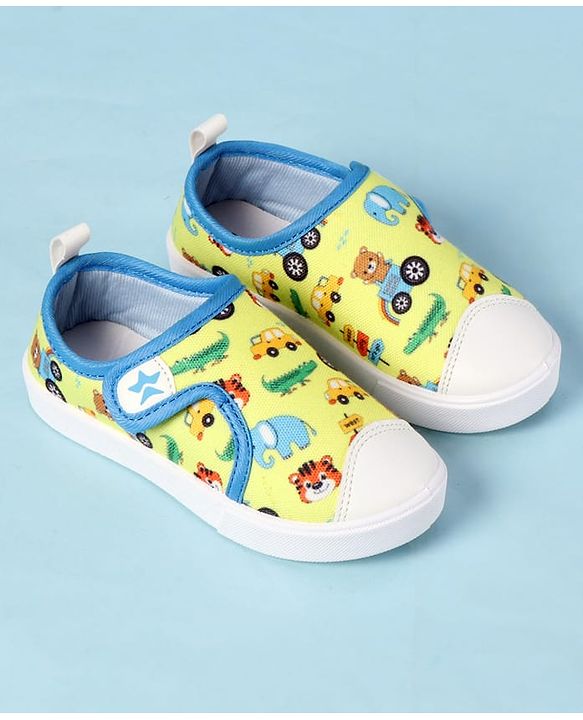 Cute Walk by Babyhug Velcro Closure Casual Shoes with Animal Print - Yellow