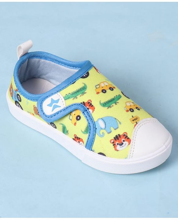 Cute Walk by Babyhug Velcro Closure Casual Shoes with Animal Print - Yellow