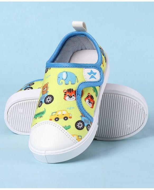 Cute Walk by Babyhug Velcro Closure Casual Shoes with Animal Print - Yellow
