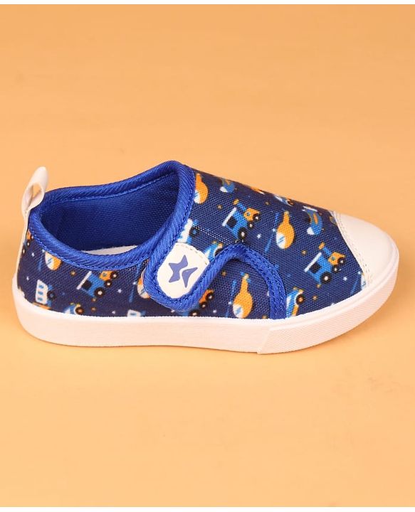 Cute Walk by Babyhug Velcro Closure Casual Shoes with Vehicle Print - Navy Blue