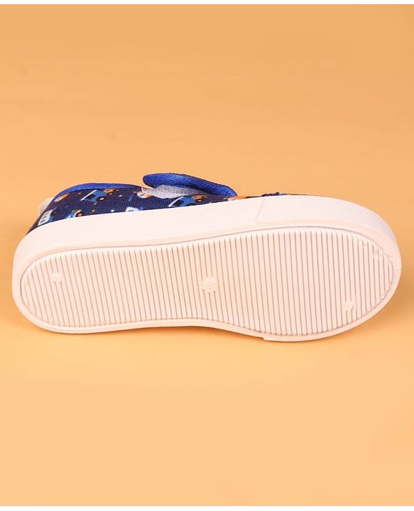 Cute Walk by Babyhug Velcro Closure Casual Shoes with Vehicle Print - Navy Blue