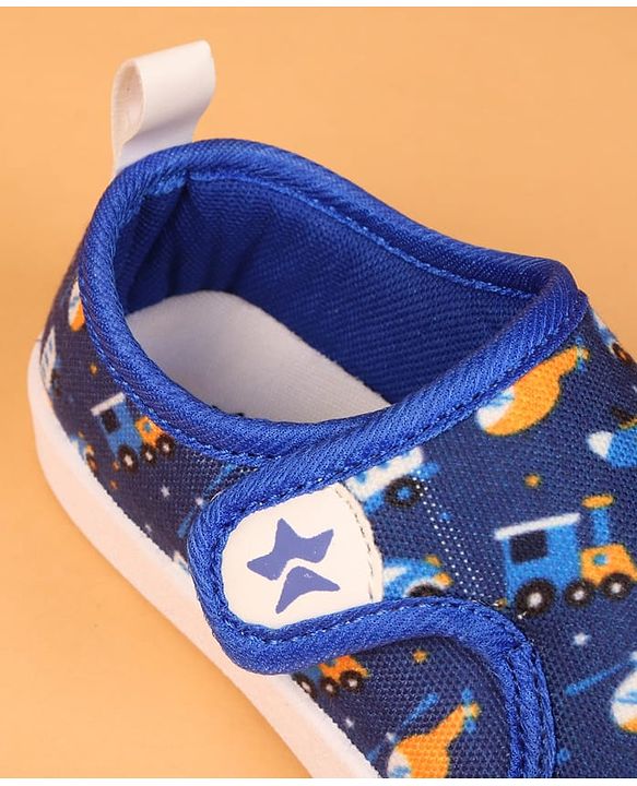 Cute Walk by Babyhug Velcro Closure Casual Shoes with Vehicle Print - Navy Blue