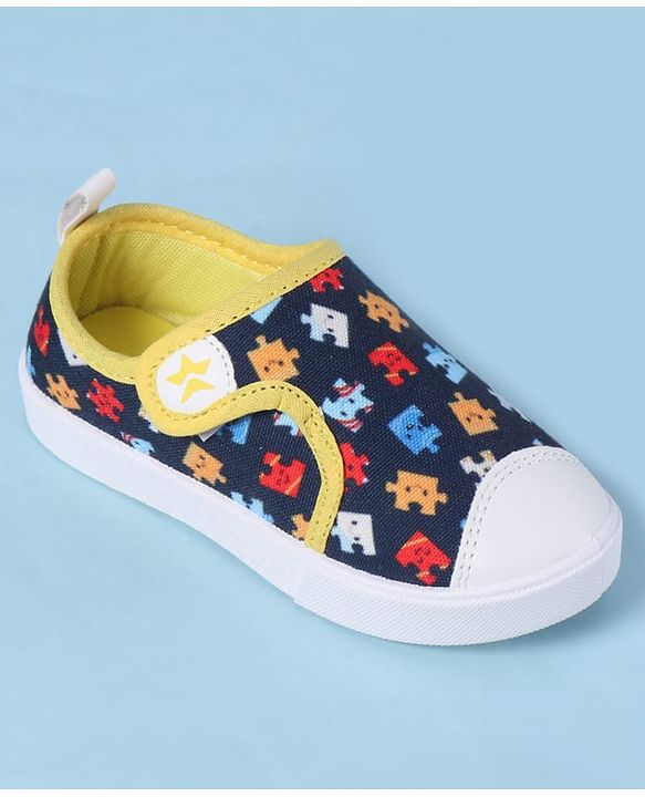 Cute Walk by Babyhug Velcro Closure Casual Shoes with Print - Navy Blue