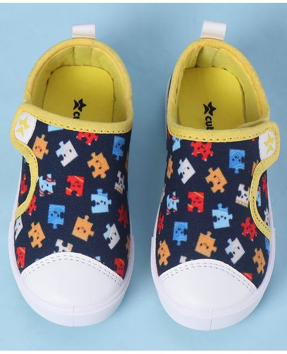 Cute Walk by Babyhug Velcro Closure Casual Shoes with Print - Navy Blue