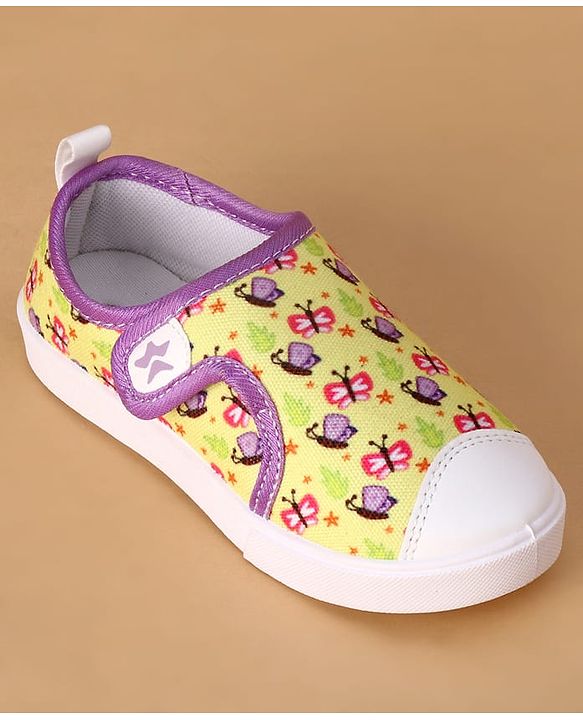 Cute Walk by Babyhug Velcro Closure Casual Shoes With Butterfly Print - Yellow