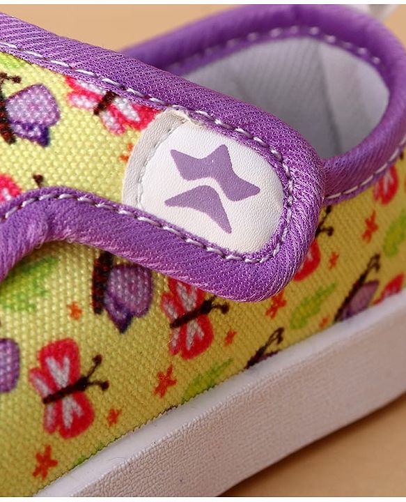 Cute Walk by Babyhug Velcro Closure Casual Shoes With Butterfly Print - Yellow