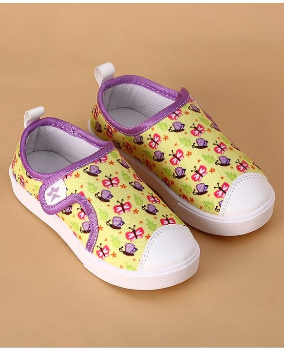 Cute Walk by Babyhug Velcro Closure Casual Shoes With Butterfly Print - Yellow