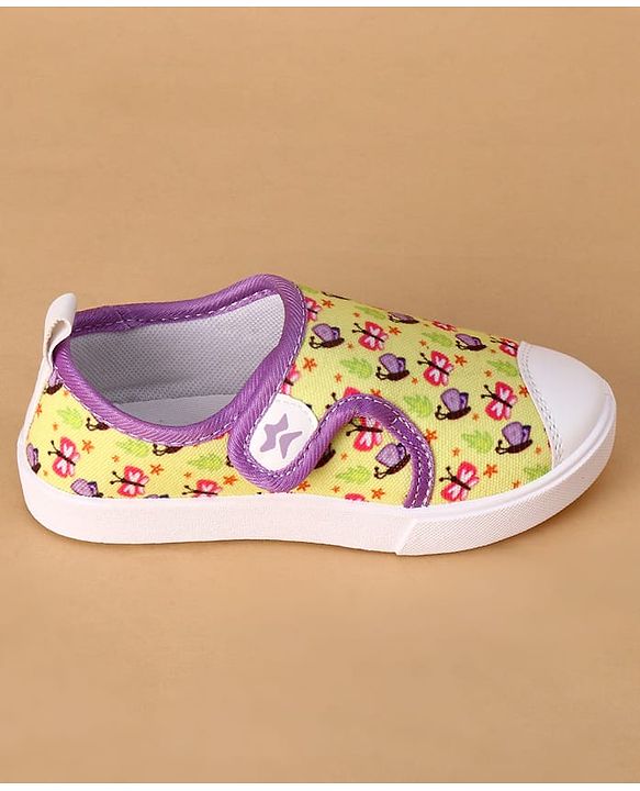 Cute Walk by Babyhug Velcro Closure Casual Shoes With Butterfly Print - Yellow