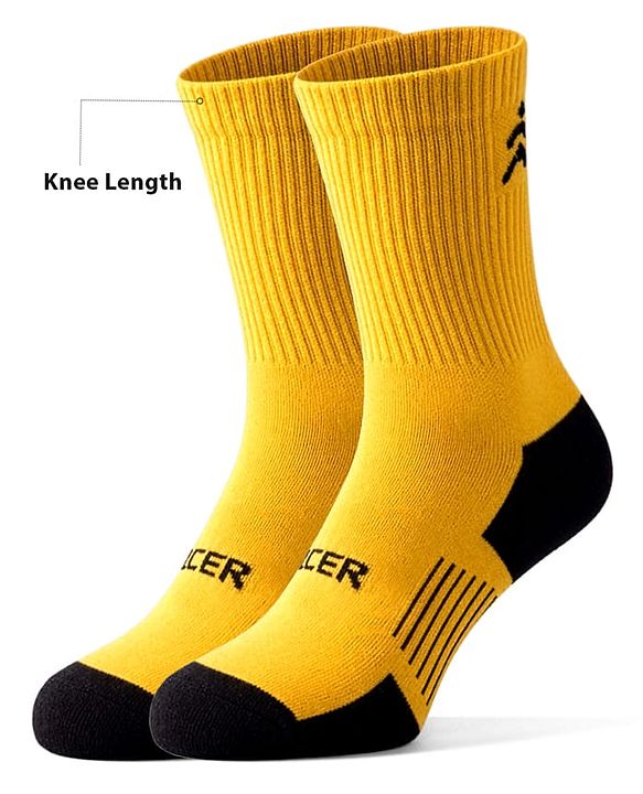 Pine Active Cotton Lycra Knit Terry Breathable Knee Length Football Socks - Yellow