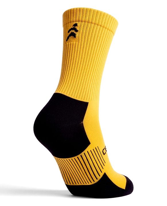 Pine Active Cotton Lycra Knit Terry Breathable Knee Length Football Socks - Yellow