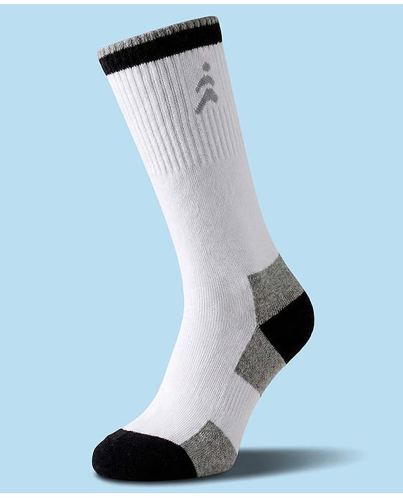 Pine Active Cotton Lycra Knit Terry Breathable Knee Length Football Socks -White