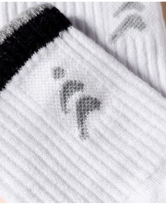 Pine Active Cotton Lycra Knit Terry Breathable Knee Length Football Socks -White