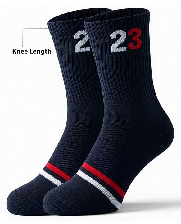 Pine Active Cotton Lycra Knit Terry Breathable Knee Length Football Socks - Navy Blue