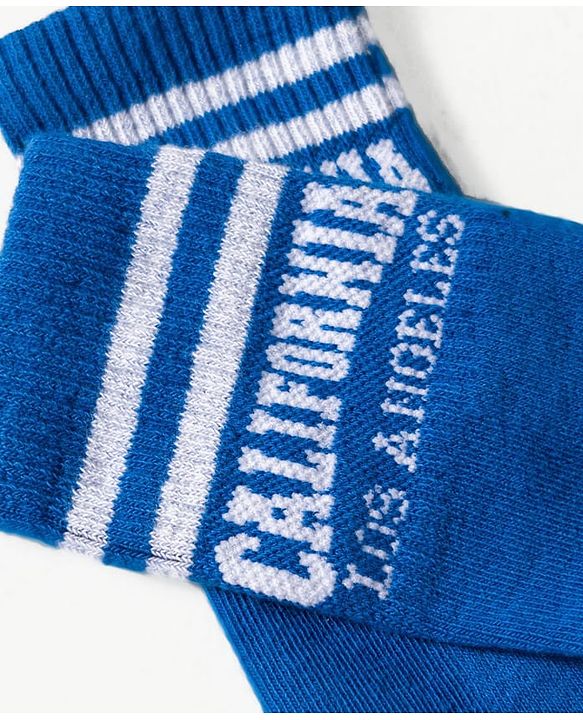 Pine Active Cotton Lycra Knit Terry Breathable Knee Length Football Socks with Text Design - Blue