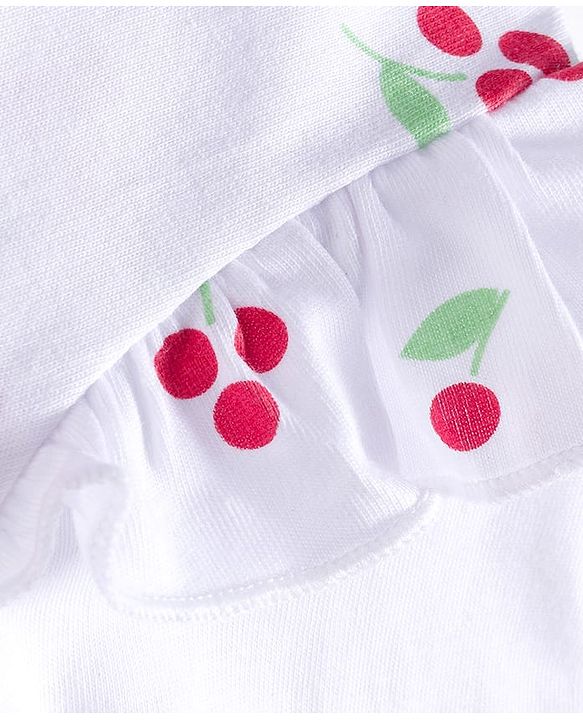 Babyhug 100% Cotton Knit Full Top with Tropical Print & Joyfull Text Print - White