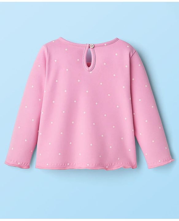 Babyhug 100% Cotton Knit Full Sleeves Top with Polka Dot Print - Pink