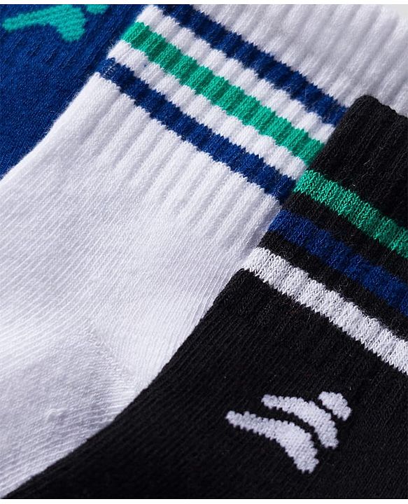 Pine Active Cotton Lycra Knit Terry Breathable Calf Length Athletic Socks Pack of 3 - Multicolor