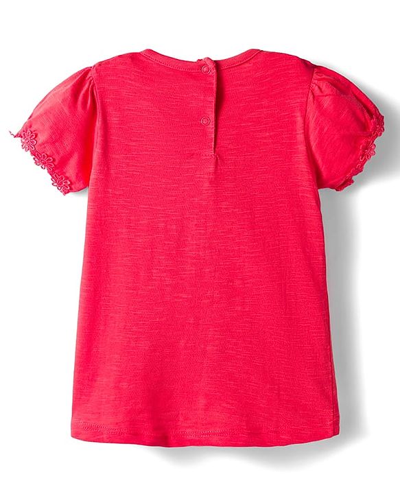 Babyhug 100% Cotton Knit Half Sleeves Solid Color Top - Red