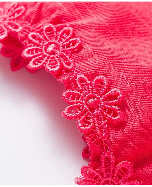 Babyhug 100% Cotton Knit Half Sleeves Solid Color Top - Red